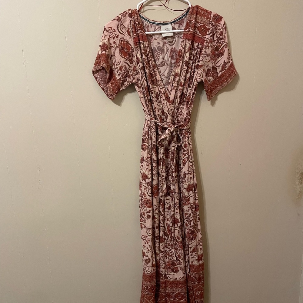 Knox Rose Pink and Rust Paisley Wrap Dress